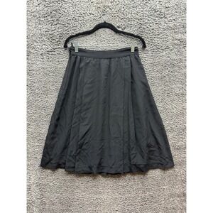 Roberto Avolio Milano Pleated 100% Slik A-Line Midi Skirt Black Womens Size 40